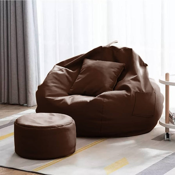 Seventh Heaven 4XL Filled Bean Bag with Cushion & Footrest ( Premium Leatherite - Brown )
