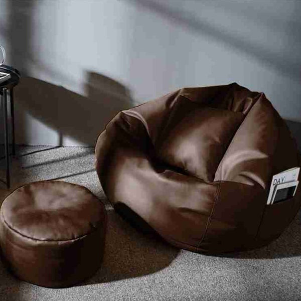 Seventh Heaven 4XL Filled Bean Bag with Cushion & Footrest ( Premium Leatherite - Brown )