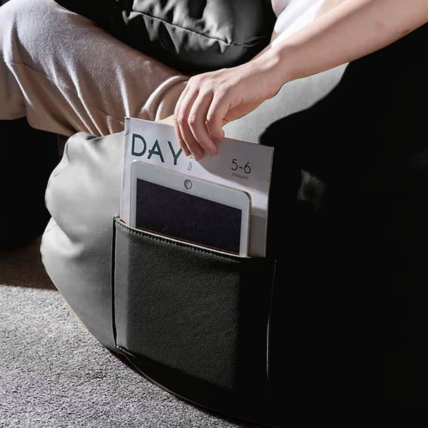 Seventh Heaven 4XL Filled Bean Bag with Cushion & Footrest ( Premium Leatherite - Black )