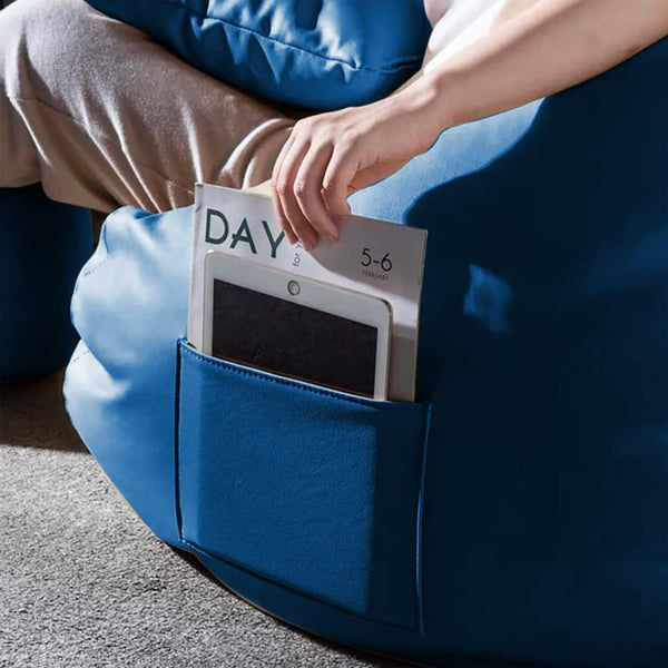 Seventh Heaven 4XL Filled Bean Bag with Cushion & Footrest ( Premium Leatherite - Royal Blue )