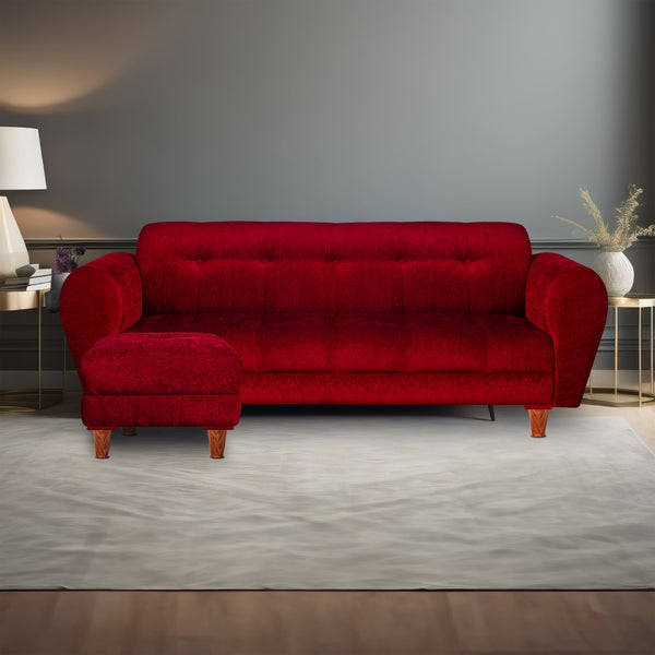 Milan 4 Seater with Ottoman- ( Premium Molfino Fabric- Maroon )