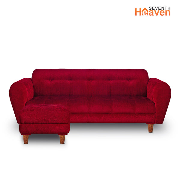 Milan 4 Seater with Ottoman- ( Premium Molfino Fabric- Maroon )
