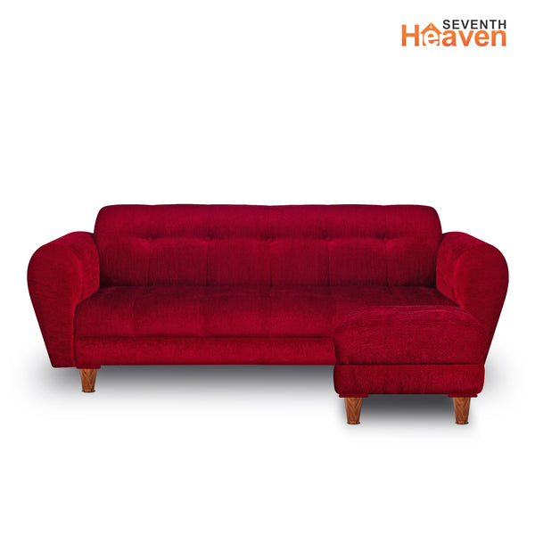 Milan 4 Seater with Ottoman- ( Premium Molfino Fabric- Maroon )