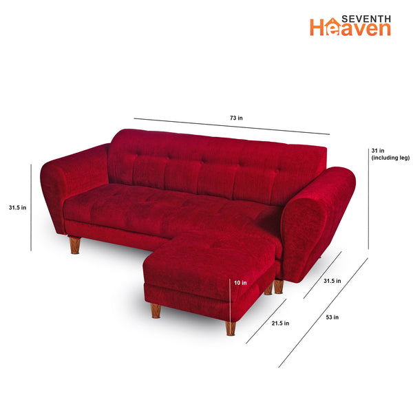 Milan 4 Seater with Ottoman- ( Premium Molfino Fabric- Maroon )