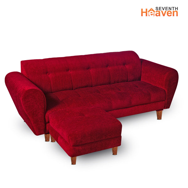 Milan 4 Seater with Ottoman- ( Premium Molfino Fabric- Maroon )