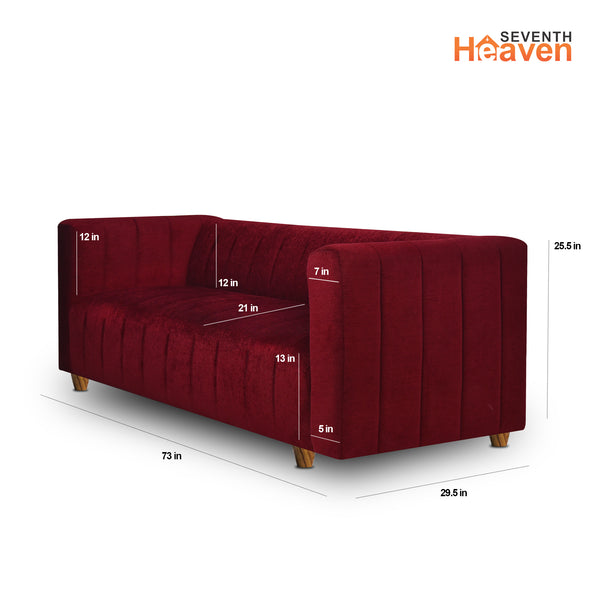 Tokyo 3 Seater Sofa - ( Premium Molfino Fabric- Maroon )
