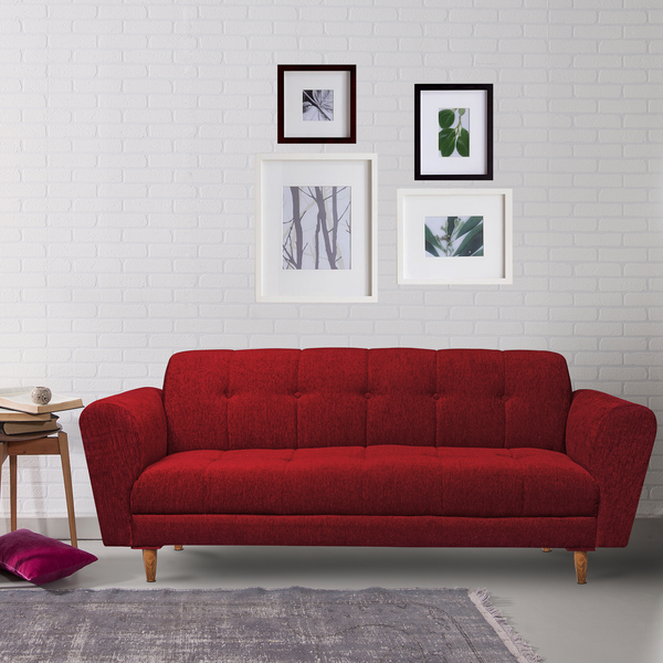 Milan 3 Seater Sofa - ( Premium Molfino Fabric- Maroon )
