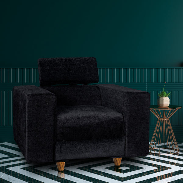 Berlin 1 Seater Sofa- ( Premium Molfino Fabric- Black )