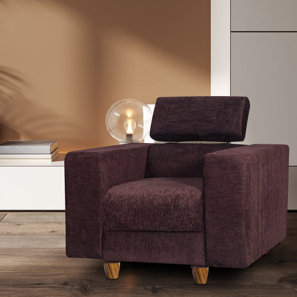 Berlin 1 Seater Sofa- ( Premium Molfino Fabric- Brown )