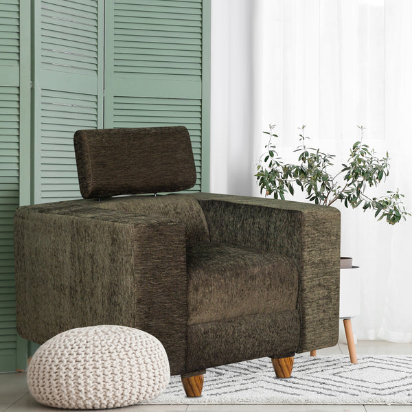 Berlin 1 Seater Sofa- ( Premium Molfino Fabric- green )
