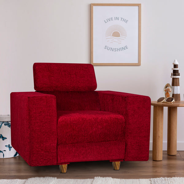 Berlin 1 Seater Sofa- ( Premium Molfino Fabric- Maroon )