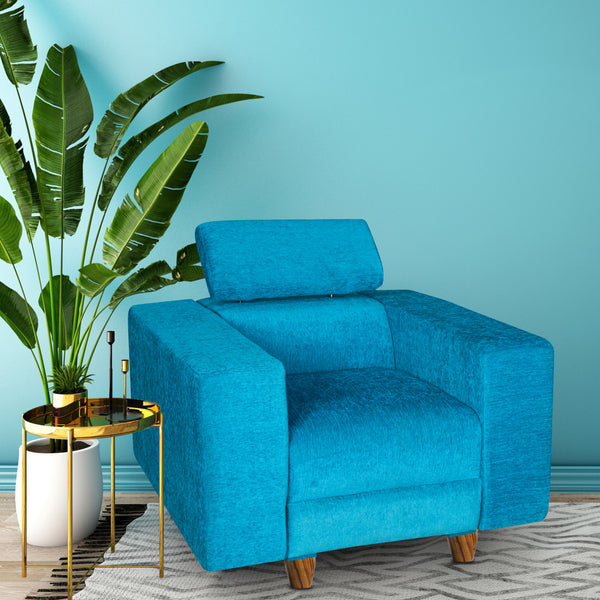 Berlin 1 Seater Sofa- ( Premium Molfino Fabric-Sky Blue )