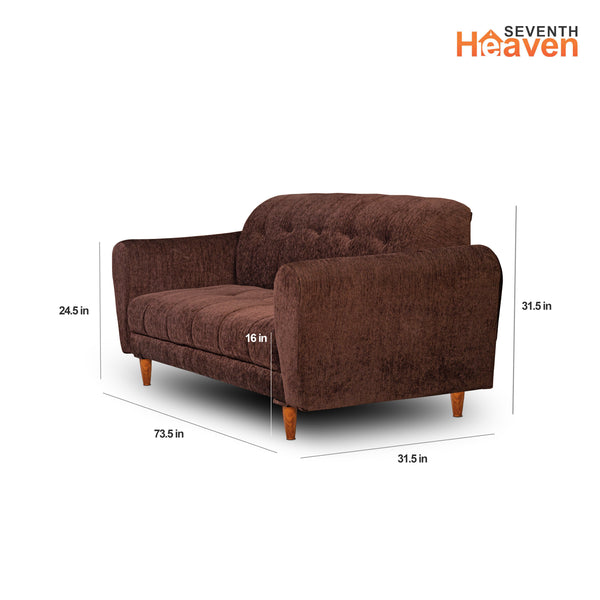Milan 3 Seater Sofa - ( Premium Molfino Fabric- Brown )