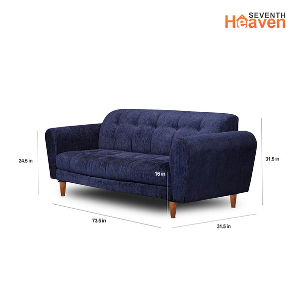 Milan 3 Seater Sofa - ( Premium Molfino Fabric- Blue )