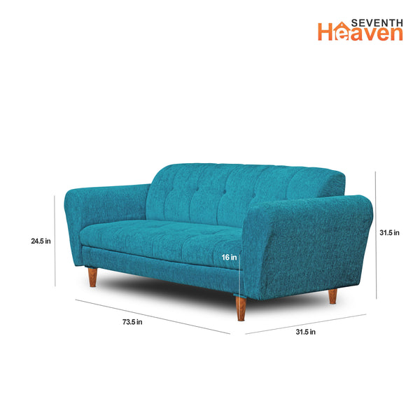 Milan 3 Seater Sofa - ( Premium Molfino Fabric- Sky Blue )