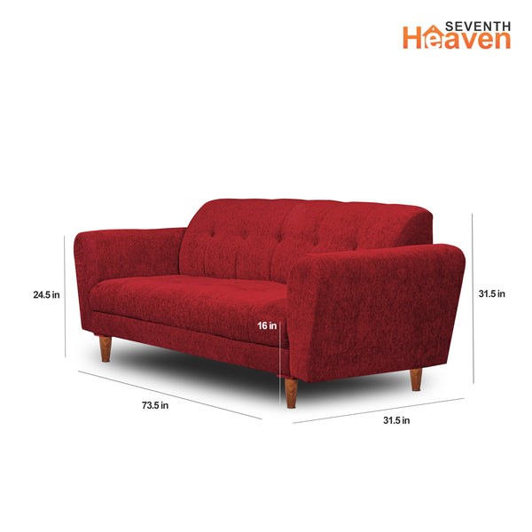 Milan 3 Seater Sofa - ( Premium Molfino Fabric- Maroon )