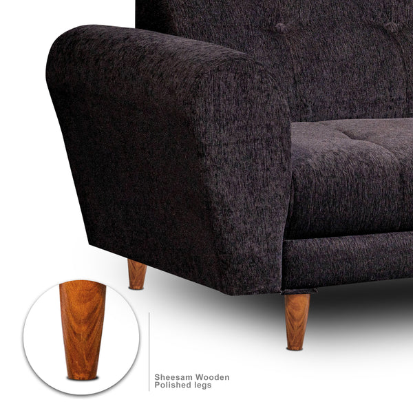 Milan 3 Seater Sofa - ( Premium Molfino Fabric- Black )