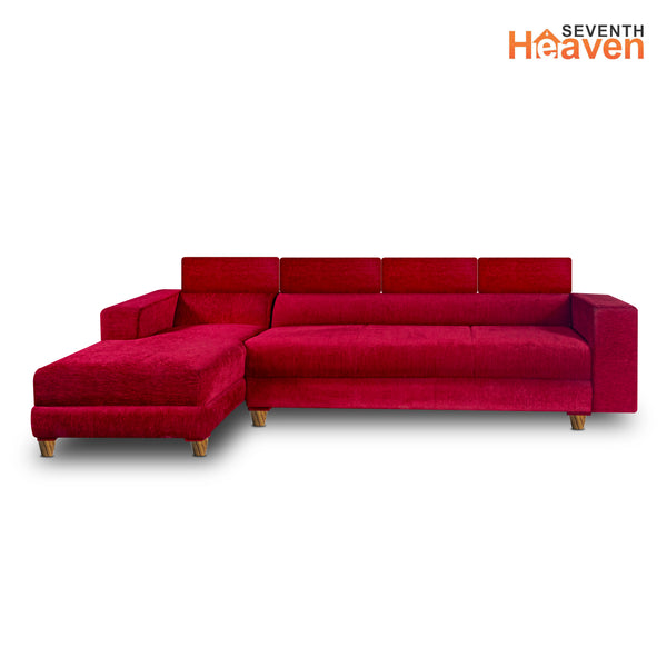 Berlin 6 Seater Sofa Left Corner- ( Premium Molfino Fabric- Maroon )