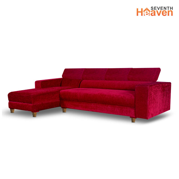 Berlin 6 Seater Sofa Left Corner- ( Premium Molfino Fabric- Maroon )