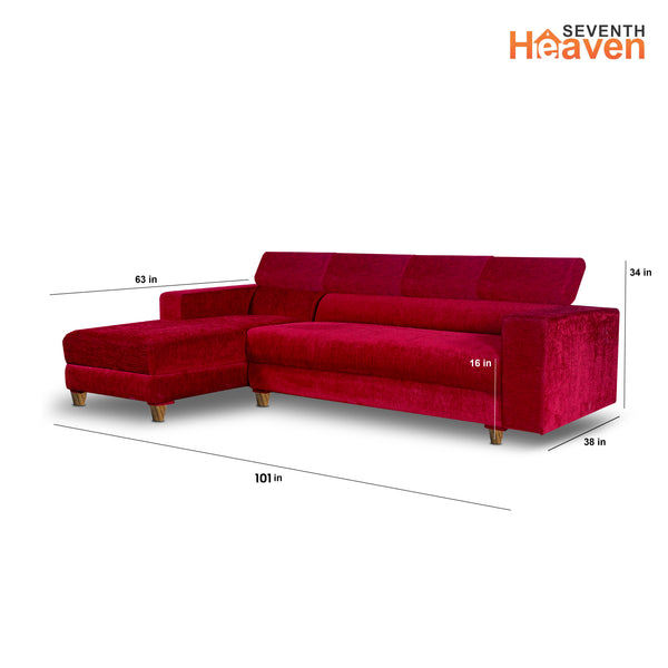 Berlin 6 Seater Sofa Left Corner- ( Premium Molfino Fabric- Maroon )