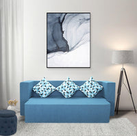 sky blue jute fabric 72x36x14 flipperx sofa bed