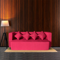flipper x sofa cum bed 3 seater same cushion jute fabric maroon copy 1