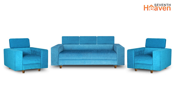Berlin (3+1+1) Seater Sofa- ( Premium Molfino Fabric- Sky Blue )