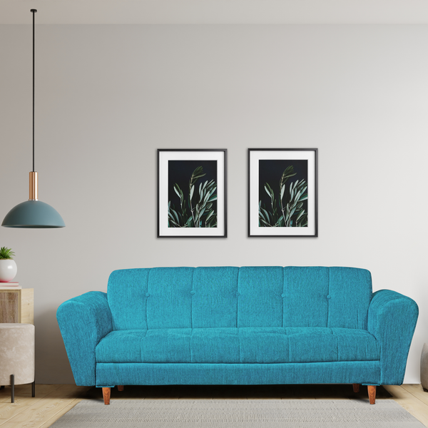 Milan 3 Seater Sofa - ( Premium Molfino Fabric- Sky Blue )