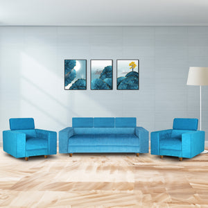 Berlin (3+1+1) Seater Sofa Set- ( Premium Molfino Fabric- Sky Blue )