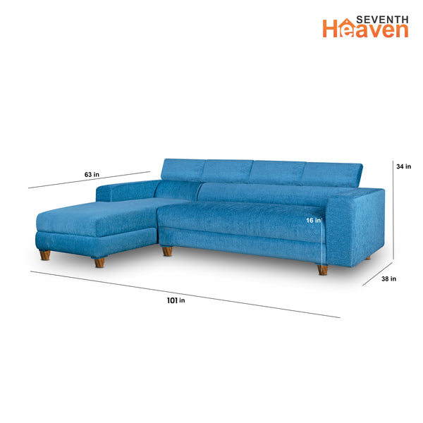 Berlin 6 Seater Sofa Left Corner- ( Premium Molfino Fabric- Sky Blue )